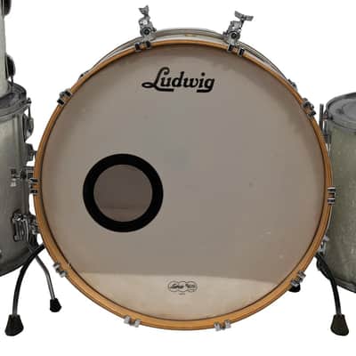 Used Ludwig 6-ply 4-Piece 12x15, 16x16, 16x18, 14x26 Rewrap Kit White Marine Pearl image 6