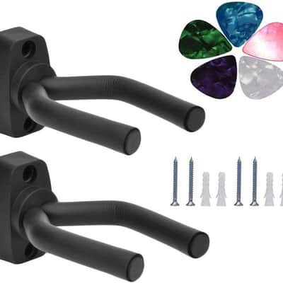 Guitar Mount Wall Hanger Stand Ukulele Wall Hook Keep Holder Mount Display 2 Pack with Guitar Picks Violin Wall Stand Mandolin Rack Bracket Bass Accessories Easy to Install(5 Pack Guitar Picks) image 1