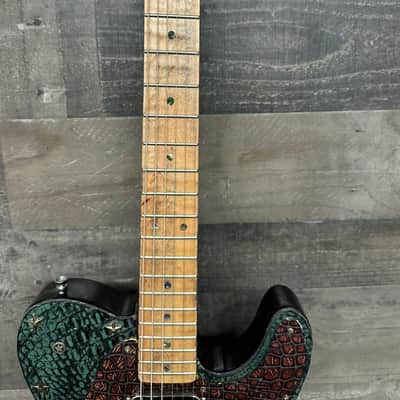 Custom Telecaster Style Guitar Tooled Alligator Leather Art Top image 2