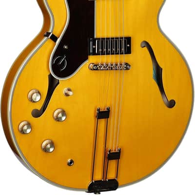 Epiphone Sheraton Semi-Hollow Body Electric Guitar, Left-Handed (with Gig Bag), Natural image 2