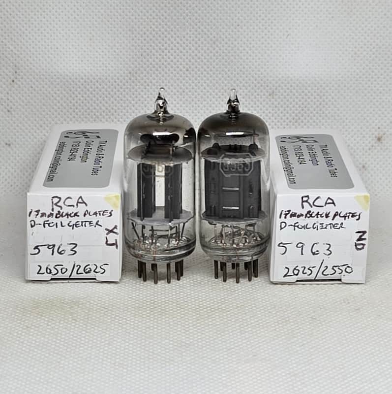 RCA 5963 D-Foil Getter Black Plate Well Matched (3.7%) Pair NOS 12AU7 12AU7A image 1