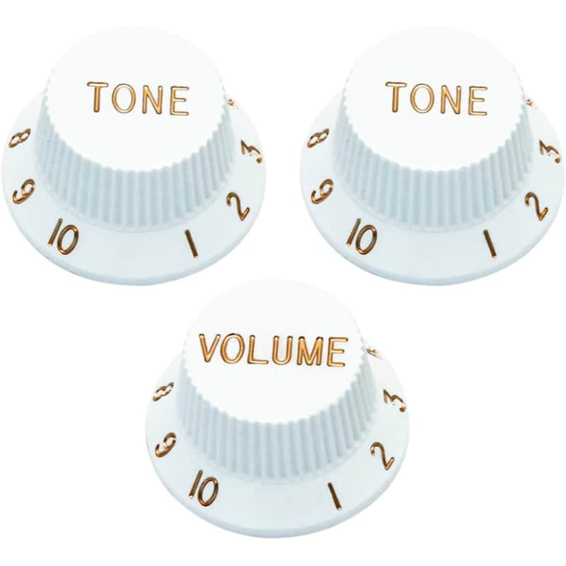 NEW Metallor Speed Control Knobs 1 Volume 2 Tone Fits Metric Pots Knobs Compatible with Fender Strat Stratocaster Style Electric Guitar Parts White image 1