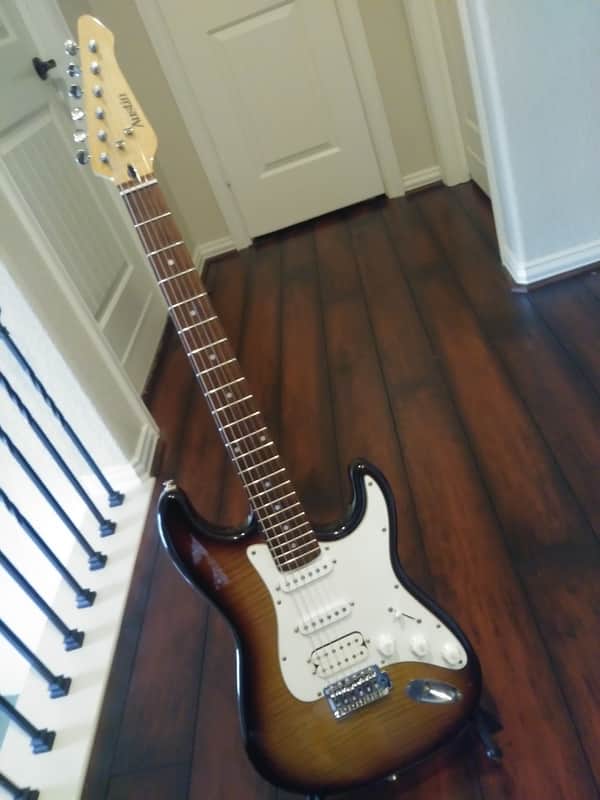 Austin Strat Style Guitar HSS - Sunburst - Flamed Maple Top/Back image 1