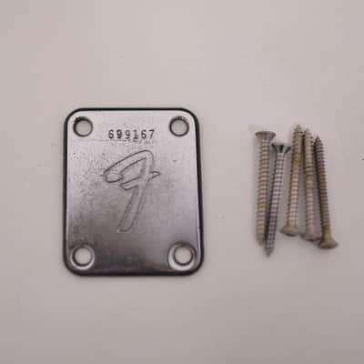 1976 Vintage Fender Telecaster Neckplate F-Logo w/Original Screws 1970's Guitar Jazz Precision Bass PBass Jazzmaster image 7