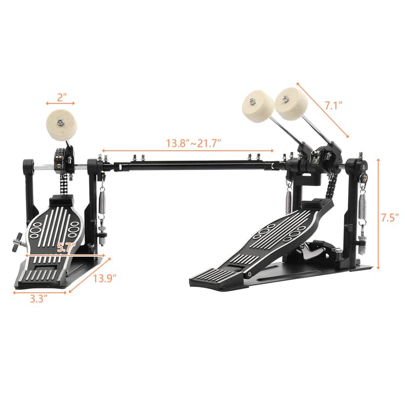 Cxxss Wool Felt Hammer Double Drum Pedal Professional Double Bass Drum Pedal Black image 1