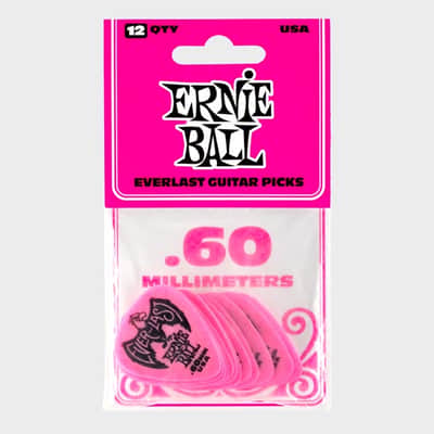 .60mm Pink Everlast Picks 12-Pack Non-Slip Textured Delrin, world standard shape / specifications image 2