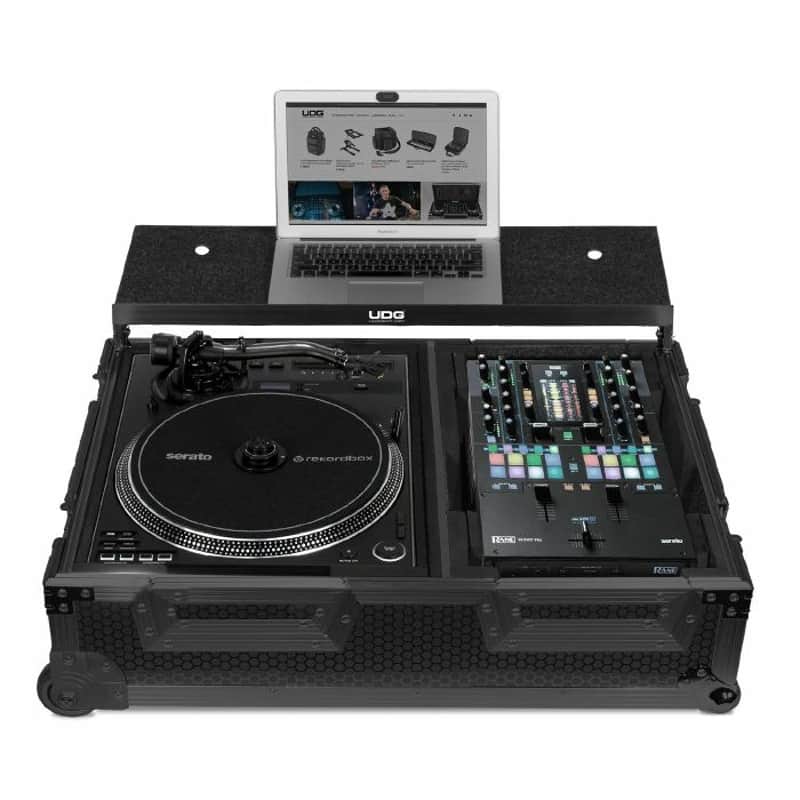 UDG FlightCase Scratch Single Turntable Battle & 10"/12" DJ Mixer Plus Laptop Shelf Flightcase Trolley image 1