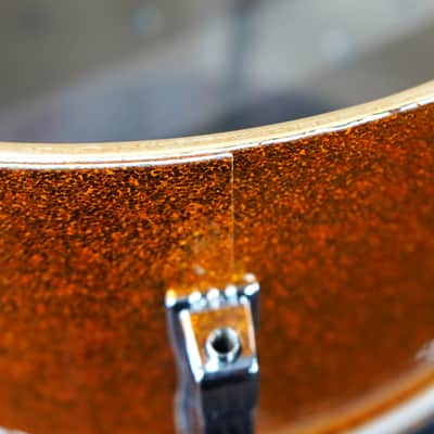 1970s USA Ludwig 6.5x14" Maple Snare Drum - Blue/Olive Badge - Gold Sparkle Wrap image 6