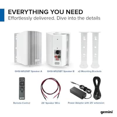 Gemini Sound GHSI Active/Passive Bluetooth Outdoor Speakers- Daisy Chain Capable, IP44, Wall Mount (Black, 100 Watts) image 7