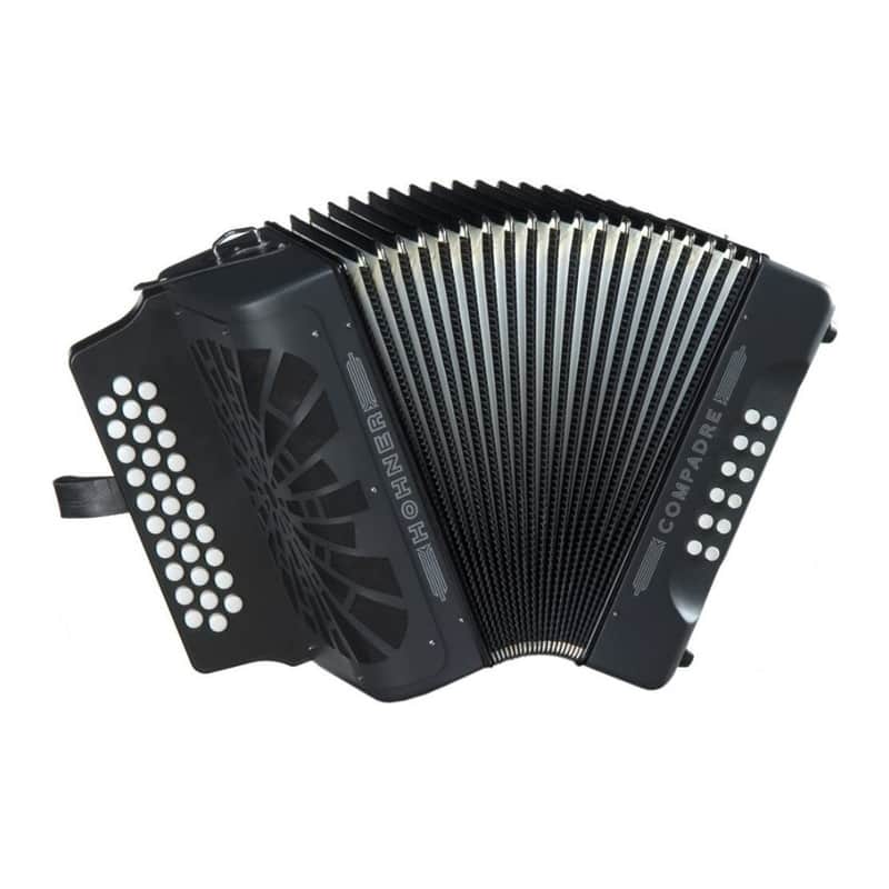 Hohner Compadre E, A, D 3-Row Diatonic Accordion (Black) with Gig Bag image 1
