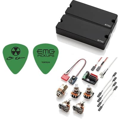 EMG DE Set Black David Ellefson Of Megadeth 5 String Soapbar Active Bass Pickups & Wires 40DC & 40CS image 1