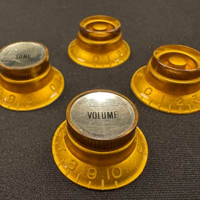 Gibson OEM Custom Shop PREMIUM Correct Vintage Spec Butyrate GREENY Knobs - Reflector and Top Hat Knobs Light Aged Historic Les Paul Reissue