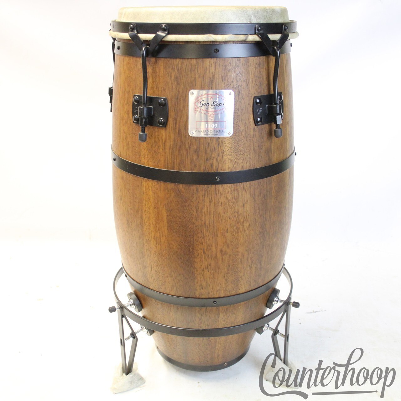 Gon Bops Mariano Tumba+Cradle Stand,Mahogany/Black(MB1225)12.25x30"Durian Conga — main photograph