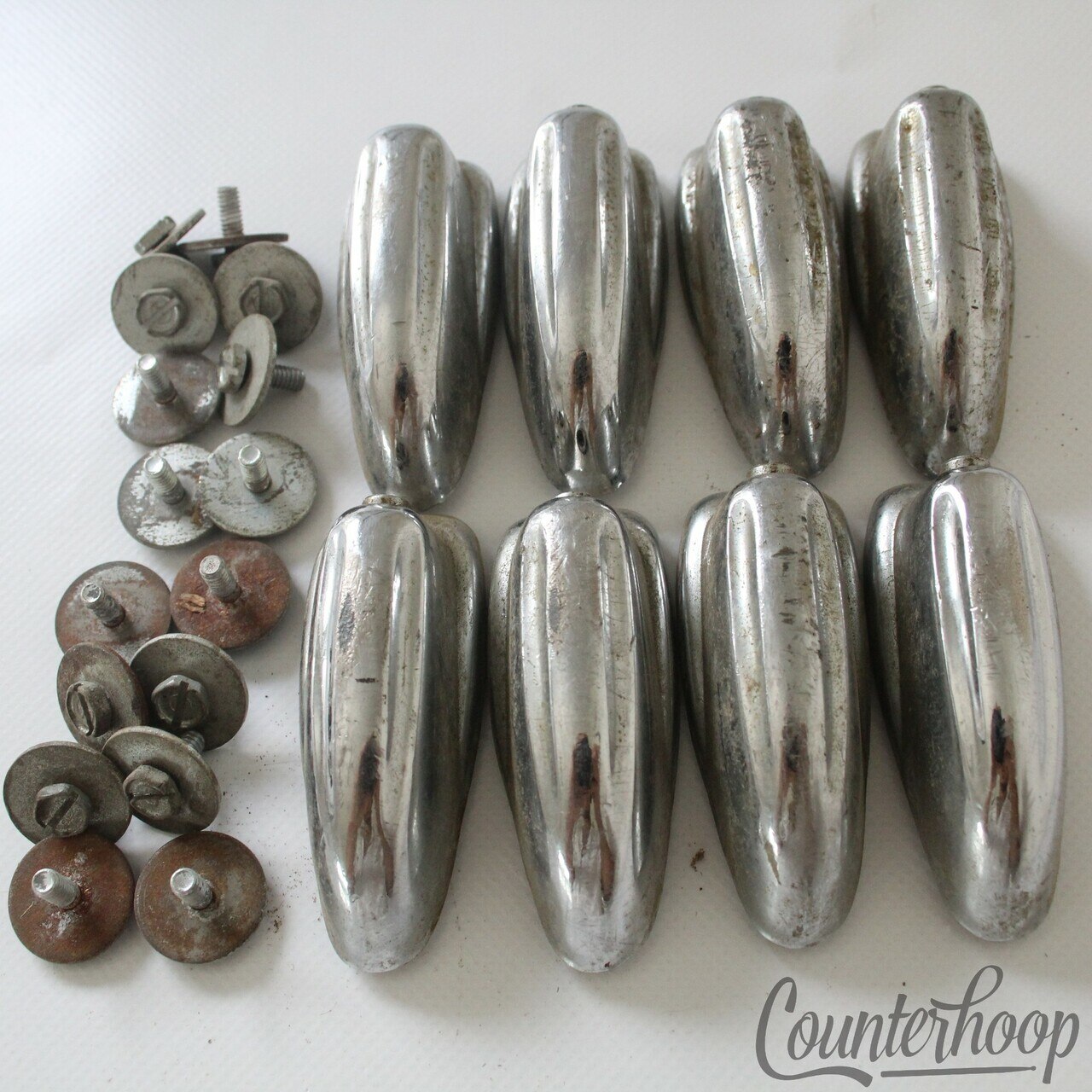 Slingerland 8x Sound King Bass Drum Lugs Chrome USA Set Parts Vintage 60s-70s* — main photograph