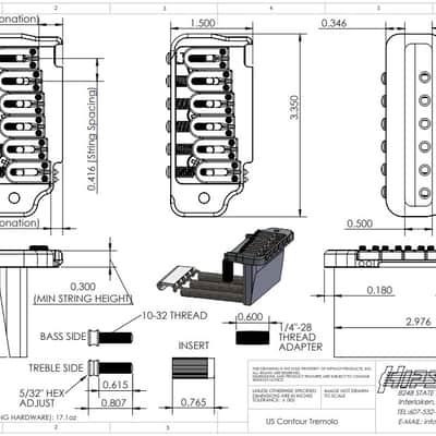 Hipshot Contour 2-Point Strat Tremolo Bridge Chrome - 42mm Block - 42100VC image 3