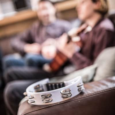 Chord Tambourine Single D Half Moon Hand Percussion Instrument WHITE image 5