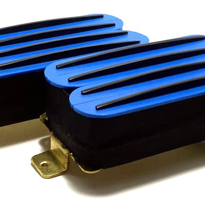 Dragonfire Quad Rail Humbuckers, Hot Overwound 23K Rails Pickup Set ~ Blue with Black Rails image 1