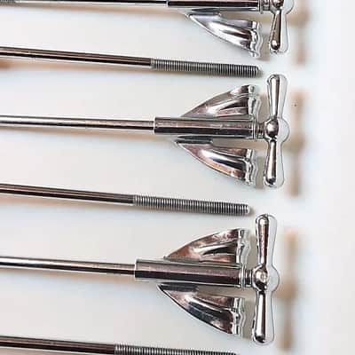 Set of (8) Ludwig "Bowtie" Tension Rods & Claws for Bass Drum, 6 1/8" length / 1960s image 10