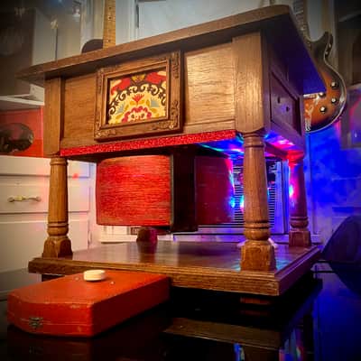 Rotary Connection  VIBRA-TABLE! Rotary / Leslie guitar speaker cabinet / side table! 12” 16 ohm 70 watt speaker. One of a kind  2026 - Wood image 2
