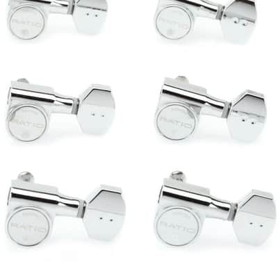 Graph Tech PRN-2721-C0 Ratio 6 In-Line Electric Guitar 2-pin Machine Heads - Mini Contemporary Style / Chrome image 2