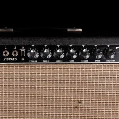 Vintage 1966 Fender Twin Reverb Black Guitar Amp Combo #A03334 image 6