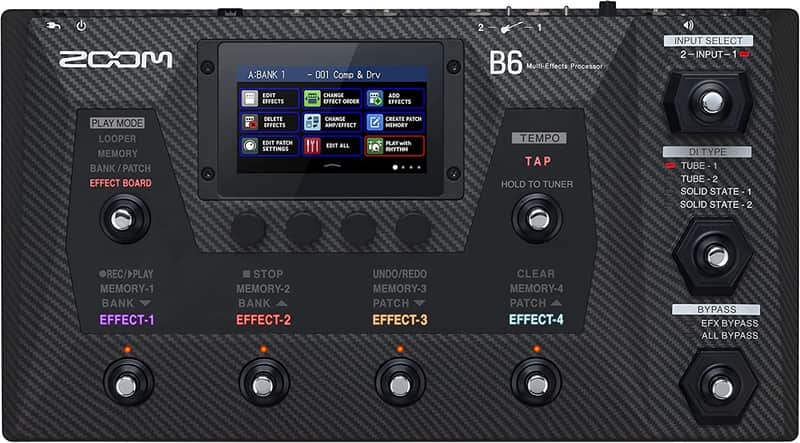 Zoom B6 Bass Multi-Effects Processor with 4 DI Boxes, A/B Switcher, Touchscreen Interface, 100+ Built in Effects, Amp Modeling, IR’s, Looper, & Audio Interface for Direct Recording to Computer image 1