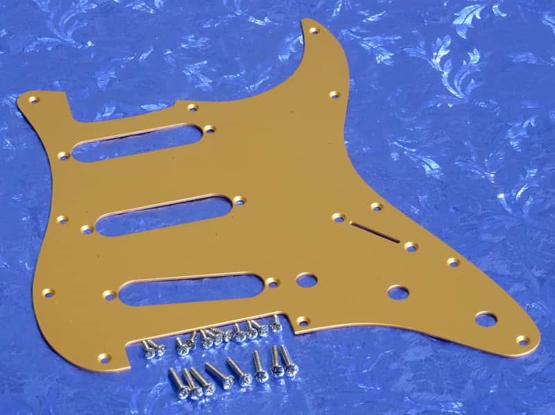 Gold Anodized Aluminum Pickguard For American Series Strats + Screws, #GSPG image 1