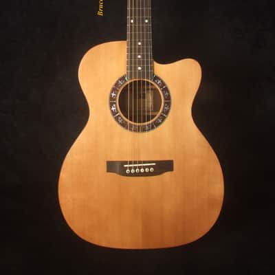 Handmade OM Cutaway Acoustic Guitar, Solid Indian Rosewood, Mop Inlay, Soft-Bag, Bruce Wei (2011) image 6