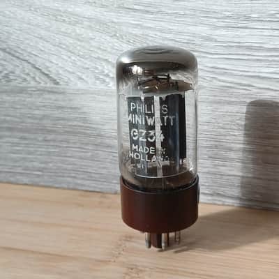 Ultra rare 1959  "A"NOS PHILIPS AMPEREX  GZ34 5AR4 double D GETTER f33 SMOOTH PLATE from SITTARD made ! PERFECT  balance super strong  Miniwatt label like Mullard image 3
