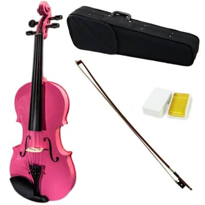 4/4 Full Size Solid Wood Pink Violin Kit Case Rosin with Brazilwood Bow image 1