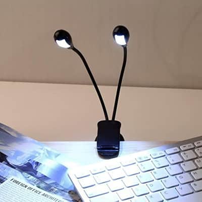 Music Stand Light/Led Book Reading Light/USB and Battery Operated Light/Portable Lights for Piano Travel E-Reader & Bed Headboard-Eye Friendly with Dual Arms image 4