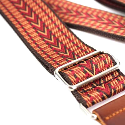 Walker & Williams H-34 Vintage Series Earth Tone Reds Woven Kaleidoscope Strap With Leather Ends image 7