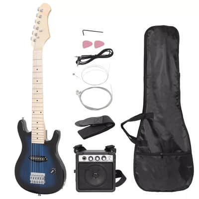 30" Electric Guitar Kids Guitar W/ 5W Amplifier & Accessory Kit Wood Body - Blue image 2