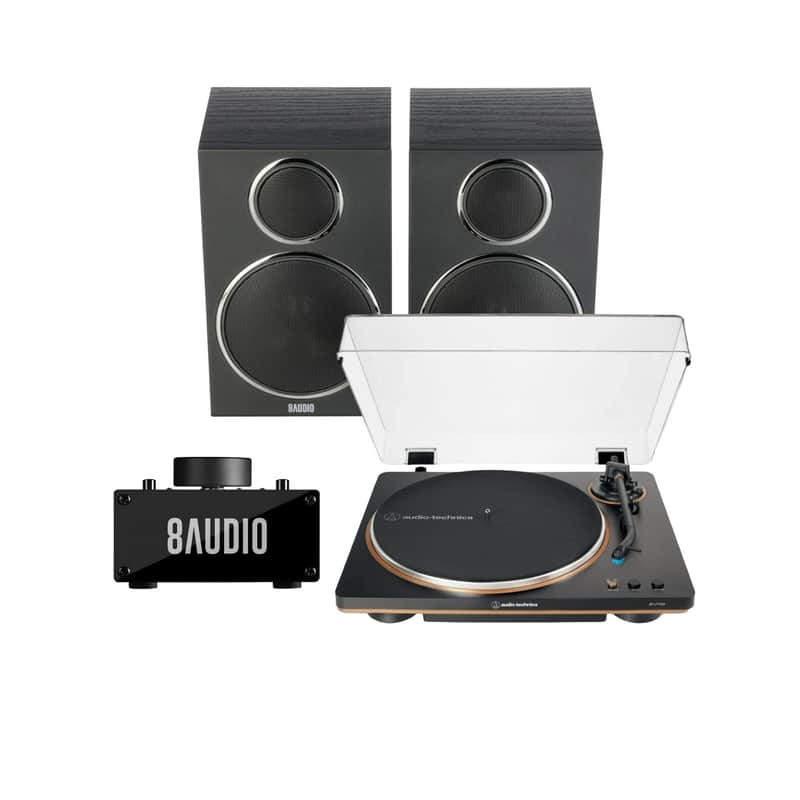 Audio-Technica AT-LP70X-BG Belt-Drive Turntable (Black/Bronze) with Amplifier