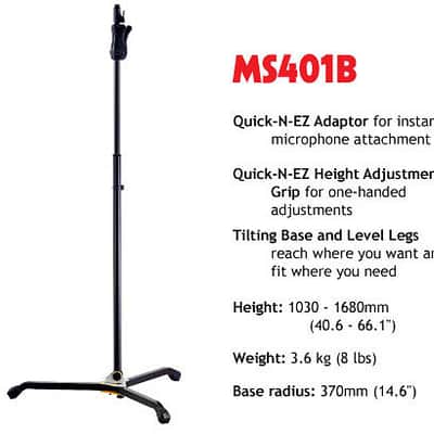 Hercules Mic Stand With EZ Height Adjustment And Tilting Base image 2