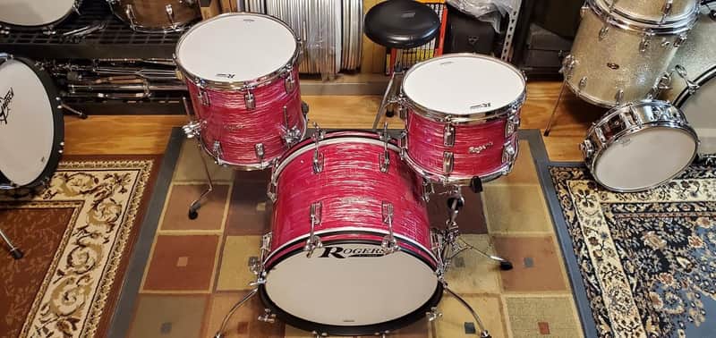 Rogers 3pc Drum Set 2020 Red Whine Ripple image 1