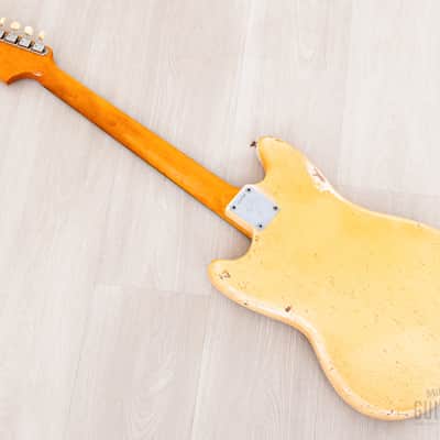 1966 Fender Musicmaster Offset Vintage Guitar Olympic White, Slab Brazilian Board w/ Case image 13