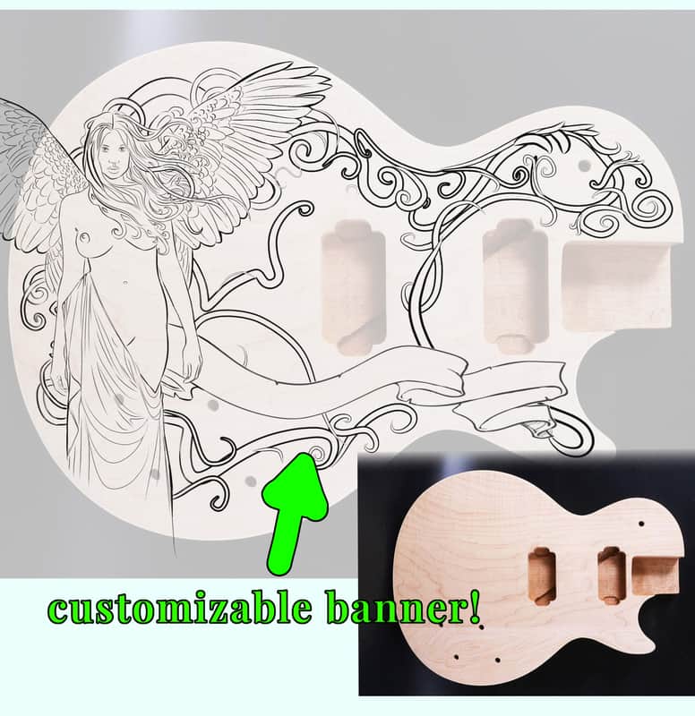 LP type single cut, bolt-on-neck pocket, carved light maple body - Custom Guitar Body, hand carved decoration, Dreamopedia. image 1
