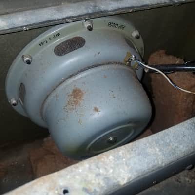 Jensen Federal Military speaker cab Projector Set AN/PFP-1 w/ Full-range P8P C5556 25 watt AlNiCo 8" 16 Ohm driver and cable 1954 - olive metal image 17