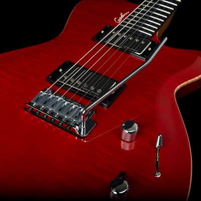 Godin (047604) DS-1 Daryl Stuermer Signature Electric Guitar - Translucent Red Flame (Demo Unit) image 4