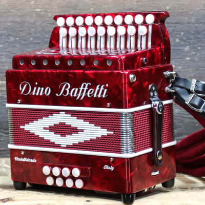 Dino Baffetti Art. 84 - 8 Series Bass 19-Key A/D Red Diatonic Accordion w/Case image 2