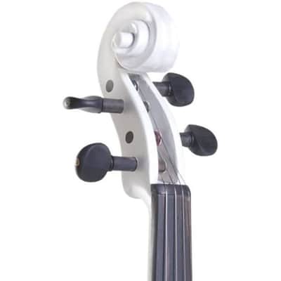 Cecilio CEVN-2W Style 2 Silent Electric Solid Wood Violin with Ebony Fittings - Metallic Pearl White, Size 4/4 image 3