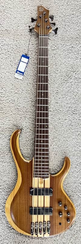 Mint Ibanez Model BTB745NTL 5-String Electric Bass Guitar, Low Gloss Natural Finish image 1