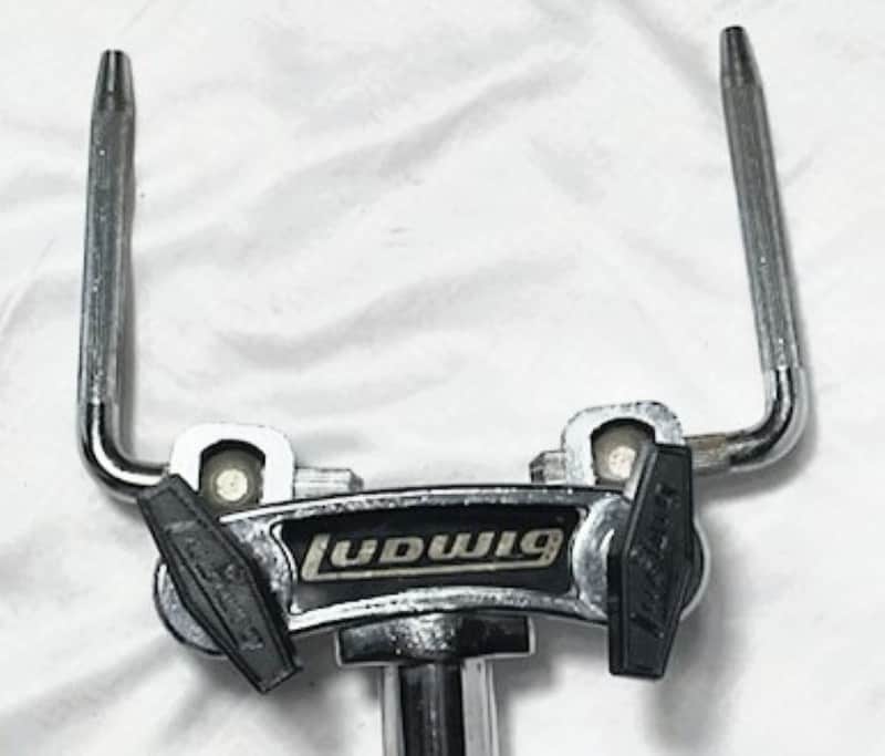 Ludwig 70s 781-2 19" Double Tom Holder w/3D Printed Reproduction #2847 Ludwig Logo Black T-Handles  - LDTH-106 image 1