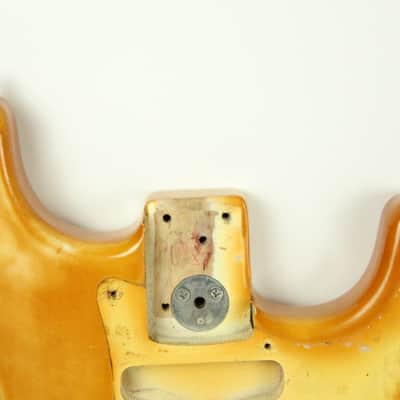 1973 Fender Stratocaster Body Olympic White 4.5lbs Nicotine Yellow 1970's Vintage Strat image 7