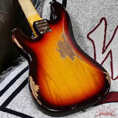 Fender Custom Shop Limited Edition 1958 P-Jazz Bass Precision Bass Body with Jazz Bass Neck Heavy Relic 3 Tone Sunburst 8.50 lbs image 12