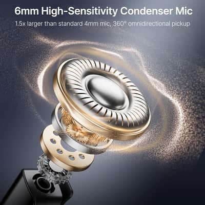 2 Wireless Lavalier Microphone for iPhone Camera Android, Mini Lapel Micophone Wireless, 48 KHz 24 Bit, 6mm Mic, 1000ft, 30h Use, Noise Cancelling, Clip on Mic USB-C/Lightning/3.5mm TRS image 3