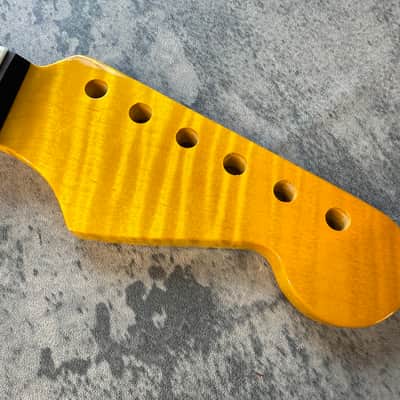 BMC Guitar Neck Strat® Stratocaster® 21 Fret Amber Flame Maple With Rosewood Fingerboard Rounded Fret Ends 9.5 Radius  SFMRA21 #5 image 3