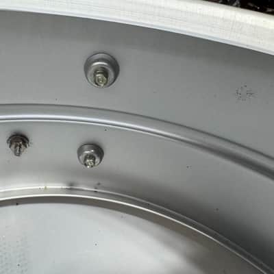 Vintage Ludwig Acrolite Aluminum Snare Drum 8 Lug 14x5” Blue Olive Badge 1976 76 Acrolite 1979 - Brushed Aluminum image 14