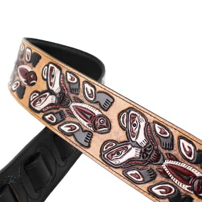 Walker & Williams LHR-23 Gloss Black Premium Leather w/North West Bear Totem Carving image 3
